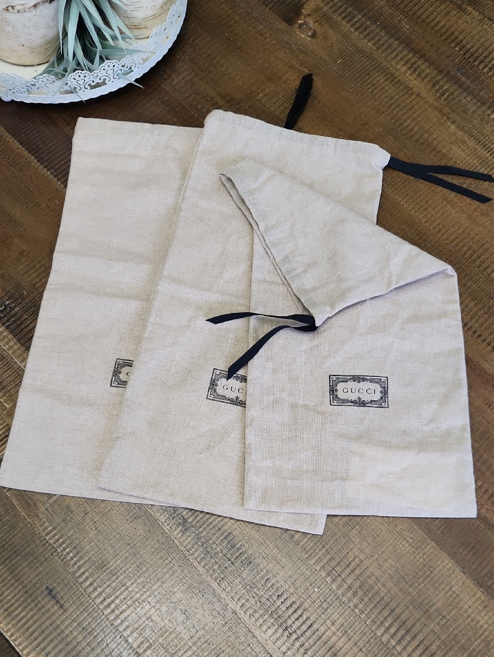 Gucci Beige Canvas Dust Bags - Set of 3